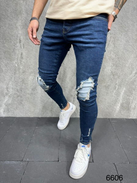 DARKBLUE SKINNY FIT PATCHES JEANS BGAS756(6606)