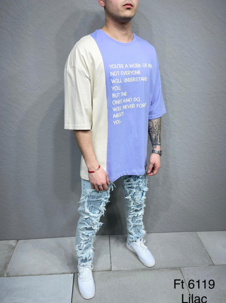 BICOLOR WORK OF ART LILAC T-SHIRT TSAS289(6119)