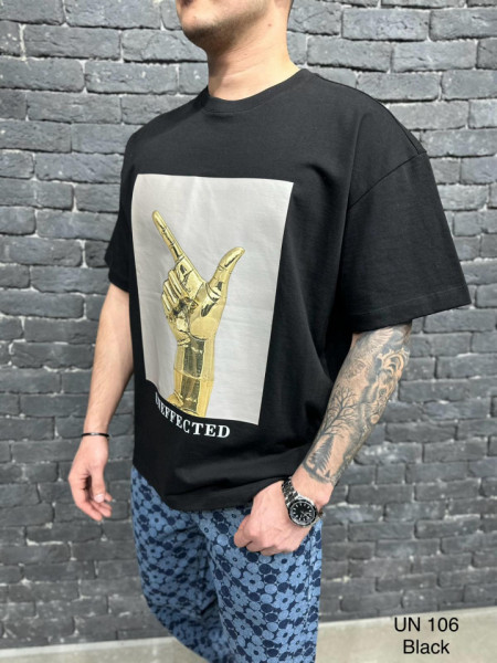 TRICOU OVERSIZED UNEFFECTED GOLD BLACK TSAS422(UN-106)