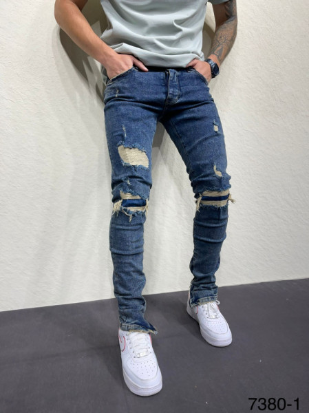 BLUGI SLIM PATCHES&ZIPPER BLUE BGAS923(7380-1)