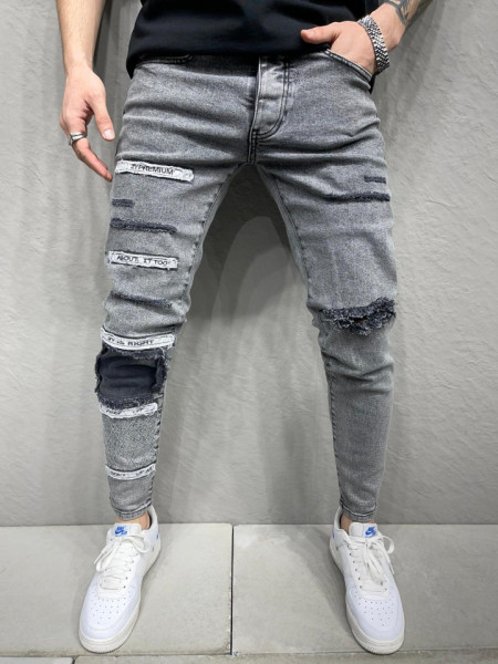 SLIM PATCHES 2Y PREMIUM GREY JEANS BGAS832(7026)