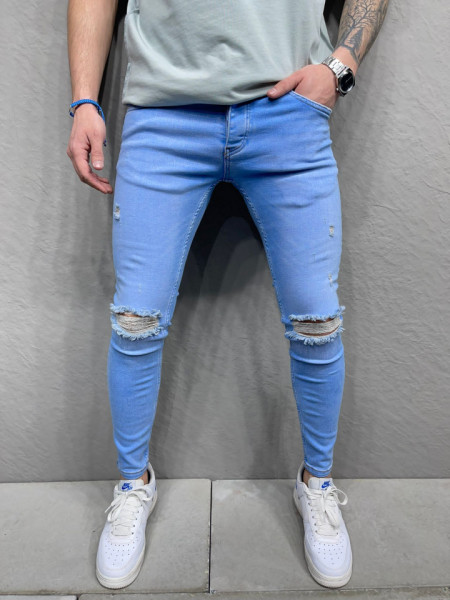 SKINNY FIT RIPPED BLUE JEANS BGAS820(6963)