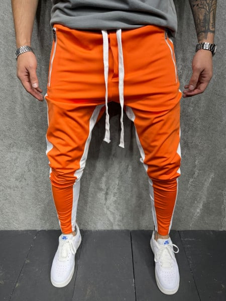 STRIPPED ZIPPER ORANGE PANTS BGAS795(5400)
