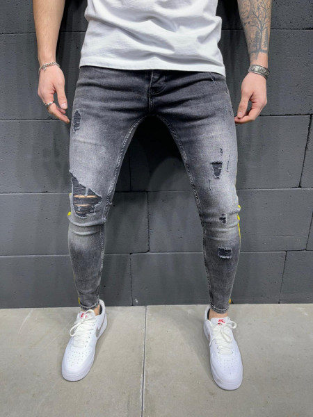BLUGI SLIM FIT STRIPED YELLOW COD : BGAS559(5570-1)