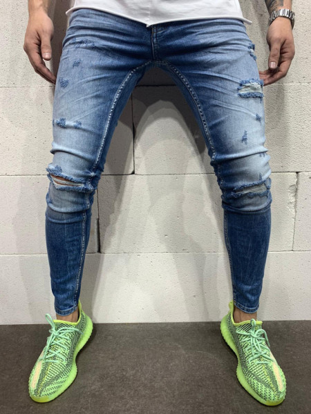 SLIM BLUE SCRATCHED JEANS CODE: BGAS364