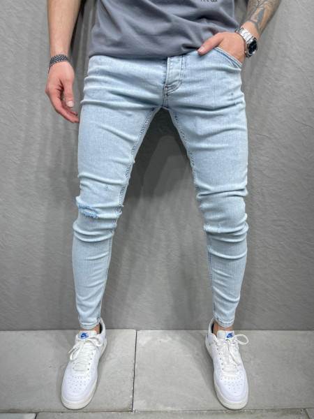SKINNY SCRATCHED BLUEWHITE JEANS BGAS808(6884)