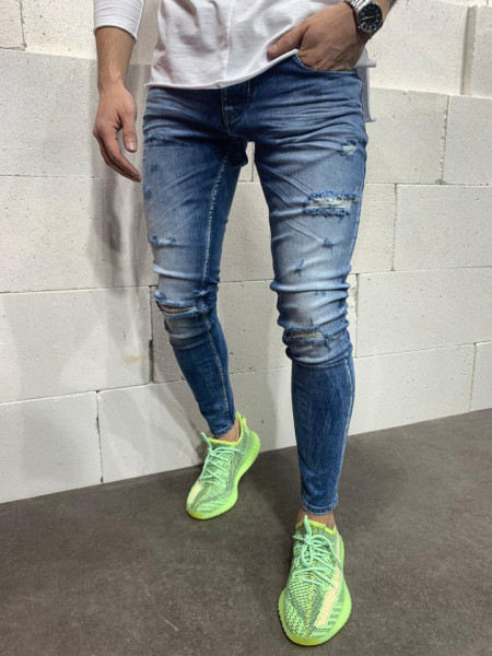 SLIM BLUE SCRATCHED JEANS CODE: BGAS364