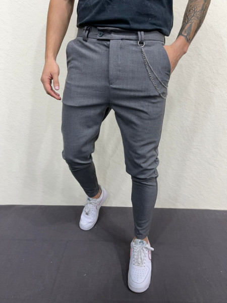 PANTALONI SLIM FIT ZIPPER MID-GREY BGAS944(1044-3)