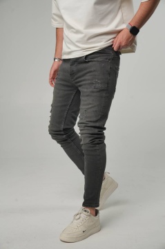 BLUGI SKINNY BĂRBAȚI DENIM STRETCH GREY DISTRESSED BGAS1163(C1447) - Img 2