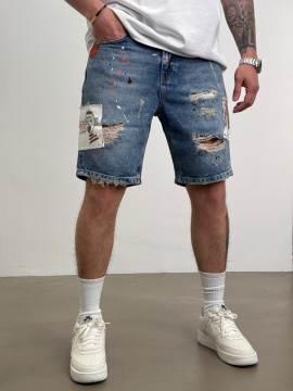 PANTALONI SCURTI DESTROYED SPLASH BLUE PSAS187(2005)