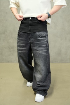BLUGI BAGGY FIT GREY WASHED WITH LAYER EFFECT – STATEMENT STREETWEAR BGAS1190(C1713)