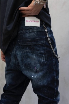 BLUGI LOOSE FIT CU LANT, RUPTURI SI EFECT STROPIT BGBLACK10(17417) - Img 7