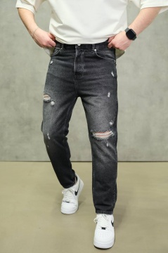 BLUGI RELAXED FIT GREY BLACK DESTROYED – URBAN DISTRESSED DENIM - Img 2