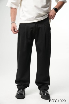 PANTALONI BARBATI WIDE LEG BLACK ELEGANT STREETWEAR - Img 2