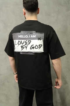 TRICOU OVERSIZED LOVED BY GOD BLACK TSAS473(HG261-1)