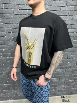 TRICOU OVERSIZED UNEFFECTED GOLD BLACK TSAS422(UN-106) - Img 1