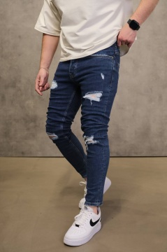 BLUGI BARBATI SKINNY FIT RUPTI – DARK BLUE STREET STYLE - Img 2
