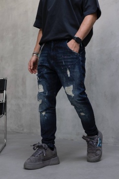 BLUGI LOOSE FIT CU LANT, RUPTURI SI EFECT STROPIT BGBLACK10(17417)
