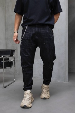 BLUGI LOOSE FIT CU LANT, RUPTURI SI EFECT STROPIT BGBLACK7(17413) - Img 3