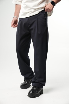 PANTALONI BARBATI WIDE LEG NAVY-BLUE ELEGANT STREETWEAR