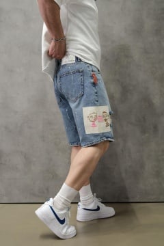 PANTALONI SCURȚI DENIM GRAFFITI STREETWEAR – BLUE EDITION PSAS218(3347) - Img 3
