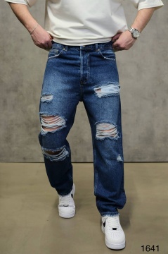 BLUGI BARBATI RELAXED FIT RUPTI – BLUE DESTROYED STREETWEAR