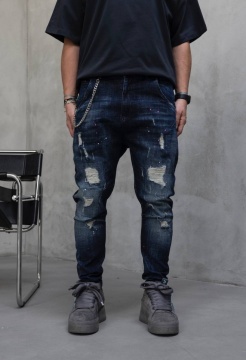 BLUGI LOOSE FIT CU LANT, RUPTURI SI EFECT STROPIT BGBLACK10(17417) - Img 2