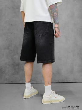 BLUGI SCURȚI BAGGY DENIM RAW BLACK FADED PSAS214(1801) - Img 3
