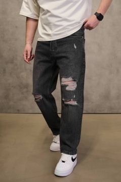 BLUGI BARBATI RELAXED FIT RUPTI – BLACK WASHED STREETWEAR - Img 2