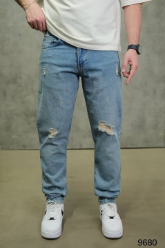 BLUGI RELAXED FIT LIGHT BLUE DESTROYED – VINTAGE STREET DENIM