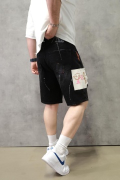 PANTALONI SCURȚI DENIM GRAFFITI STREETWEAR – BLACK EDITION PSAS219(3348) - Img 2