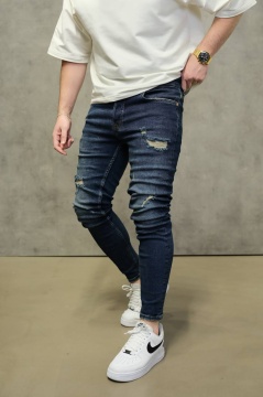 BLUGI BARBATI SKINNY FIT RUPTI – DARK BLUE CLEAN STREETWEAR