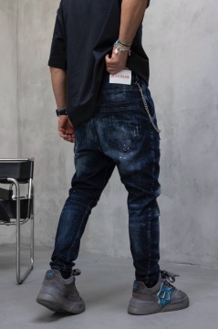 BLUGI LOOSE FIT CU LANT, RUPTURI SI EFECT STROPIT BGBLACK10(17417) - Img 5