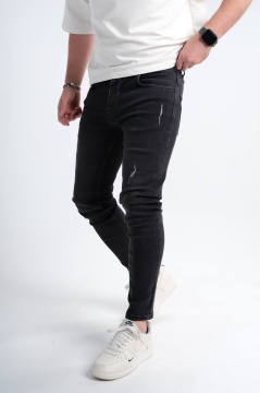 BLUGI SKINNY BĂRBAȚI DENIM STRETCH BLACK DISTRESSED BGAS1164(9747)