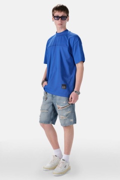 TRICOU BARBATI OVERSIZED SAX-BLUE MINIMAL TECH STREETWEAR - Img 3