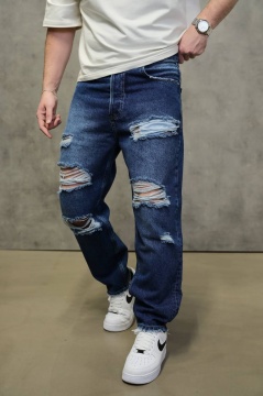 BLUGI BARBATI RELAXED FIT RUPTI – BLUE DESTROYED STREETWEAR - Img 2