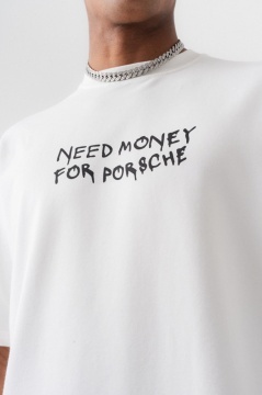 TRICOU OVERSIZE NEED MONEY FOR PORSCHE – WHITE TSES3(174) - Img 2