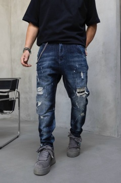 BLUGI LOOSE FIT CU LANT, RUPTURI SI EFECT STROPIT BGBLACK11(17419) - Img 3