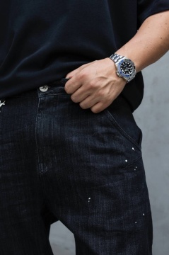 BLUGI LOOSE FIT CU LANT, RUPTURI SI EFECT STROPIT BGBLACK7(17413) - Img 8
