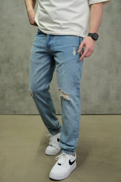 BLUGI RELAXED FIT LIGHT BLUE DESTROYED – VINTAGE STREET DENIM - Img 2