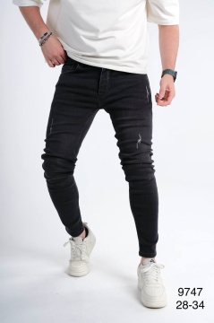BLUGI SKINNY BĂRBAȚI DENIM STRETCH BLACK DISTRESSED BGAS1164(9747) - Img 2