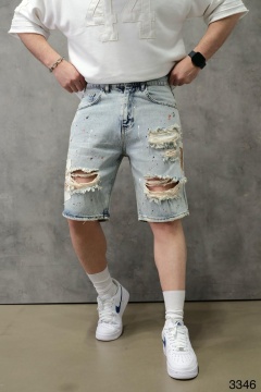 PANTALONI SCURȚI DENIM GRAFFITI STREETWEAR – LIGHT-BLUE EDITION PSAS220(3346) - Img 3