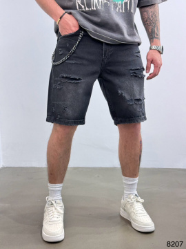 PANTALONI SCURTI RUPTURI BLACK PSAS190(8697/8207) - Img 1