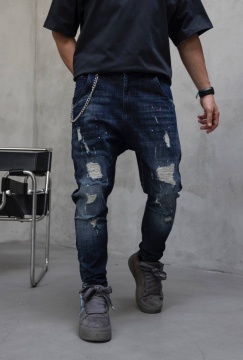 BLUGI LOOSE FIT CU LANT, RUPTURI SI EFECT STROPIT BGBLACK10(17417) - Img 4