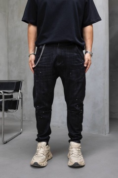 BLUGI LOOSE FIT CU LANT, RUPTURI SI EFECT STROPIT BGBLACK7(17413) - Img 2