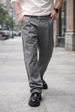 PANTALONI BARBATI WIDE LEG MID-GREY ELEGANT STREETWEAR - Img 2