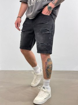 PANTALONI SCURTI RUPTURI BLACK PSAS190(8697/8207) - Img 2