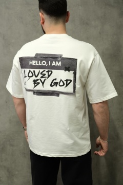 TRICOU OVERSIZED LOVED BY GOD OFF WHITE TSAS479(HG261-1)