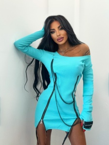 Rochie cu fermoare cu fermoare by JDR 0650 blue
