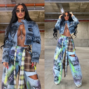 Geaca denim pictata si accesorizata by JDR 0658